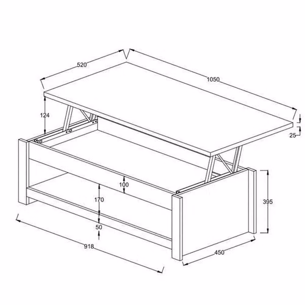 KORVIXA Modern Square Lift Top Coffee Table with Storage Drawer in Beige and Multicolour, W/D/H: 100 x 100 x 100 cm – 2