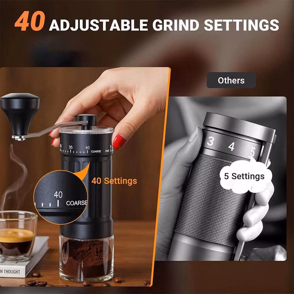 SPETLEK 40-Grade Adjustable Hand Crank Coffee Grinder with Glass Component, Black, W/D/H: 100 x 60 x 18.9 cm – 5