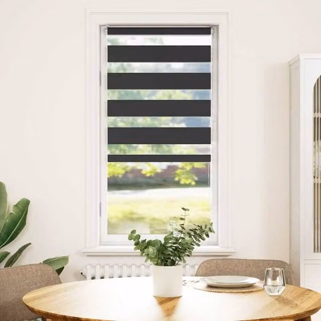 Berkfield Home Black Zebra Day and Night Blind with Polyester Fabric, W: 55 cm, H: 150 cm – 1