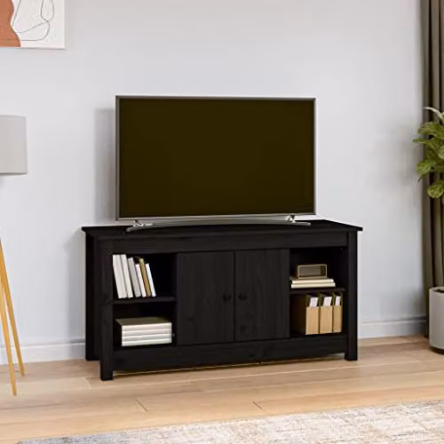 vidaXL Modern Black Solid Wood Pine TV Cabinet W/D/H: 103 x 36.5 x 52 cm – 2