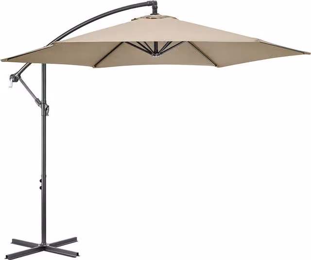 Christow Large Cantilever Banana Parasol in Beige and Brown with UPF 30 Polyester Fabric