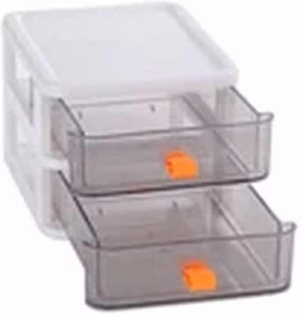 Havendro White 2 Tier Small Desktop Storage Drawers Stackable Mini Drawer Box