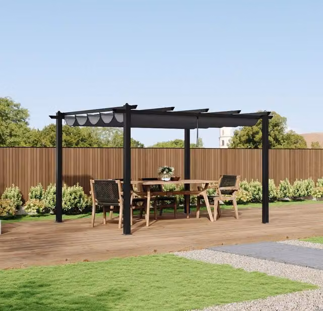Breeins Aluminium Outdoor Gazebo with Adjustable Waterproof Canopy in Grey