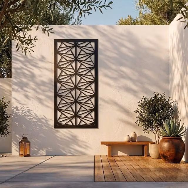 Laser Hut Snofline Geometric Metal Wall Art in Black