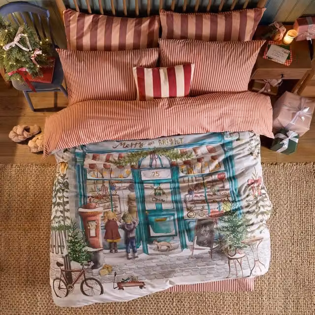 Furn Merry & Bright Reversible Christmas Duvet Cover Set, Multicolour, W: 200 cm x D: 200 cm