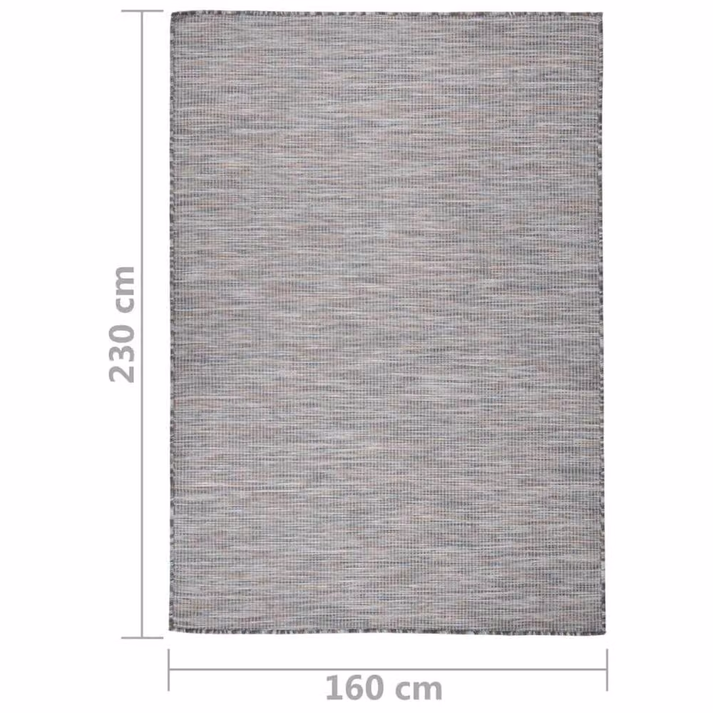 Berkfield Home Outdoor Flatweave Round Rug in Brown and Blue, W: 160 cm