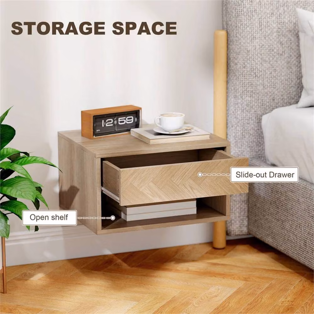 Nordara Set of 2 Brown Wall-Mounted Floating Nightstands – 3
