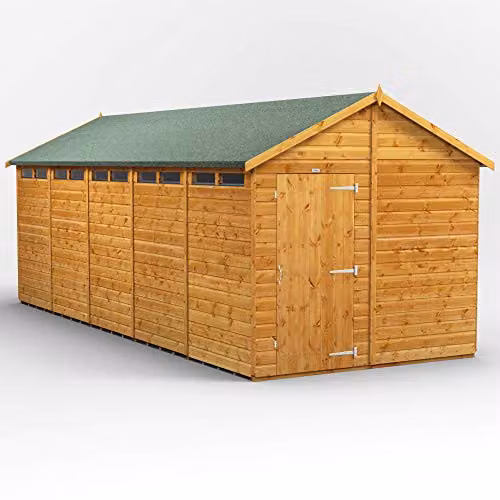 Powersheds Premium Apex Wooden Garden Security Shed in Brown with 12mm Timber and Toughened Glass – 1