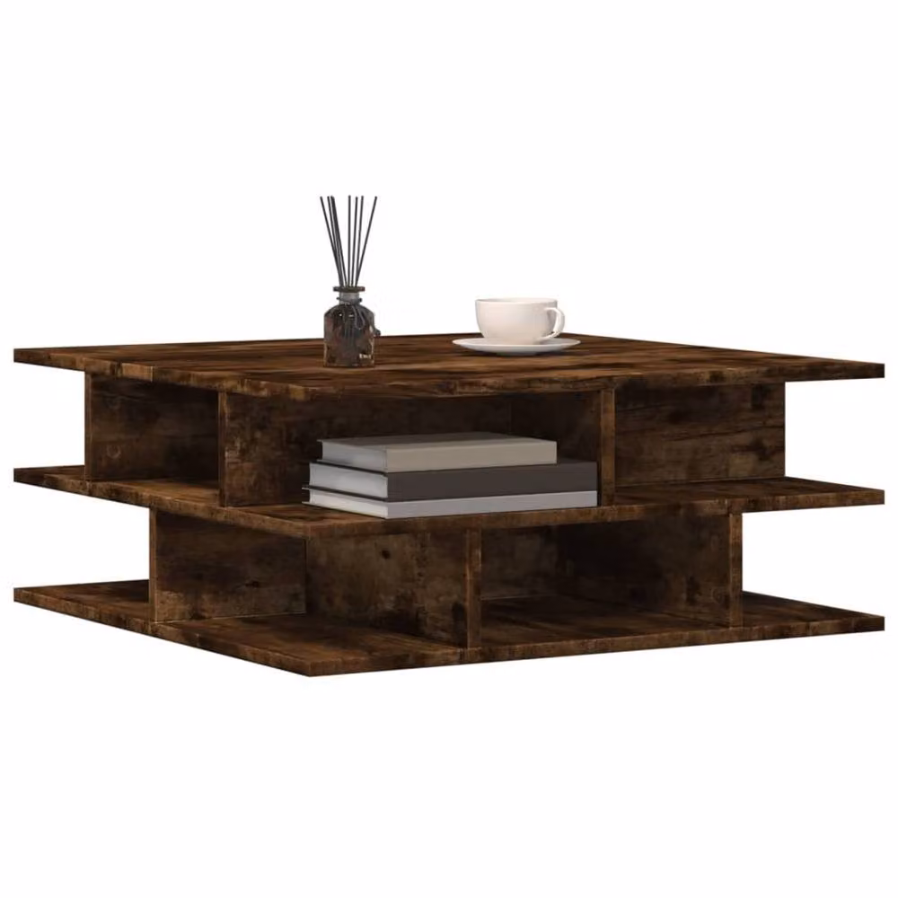 Berkfield Home Smoked Oak Coffee Table in Brown, W/D/H: 70 x 70 x 29 cm – 4
