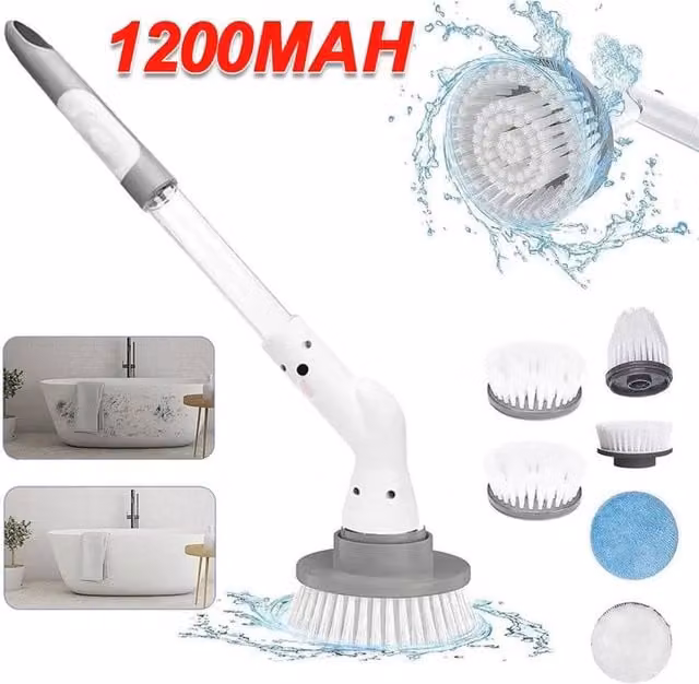 KORVIXA Rechargeable Cordless Spin Scrubber in White – 1