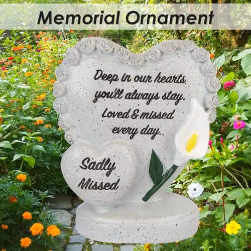 VFM e-Store Memorial Flower Pot Ornament, Grey Polyresin, W: 15 cm, D: 13 cm, H: 8 cm – 3