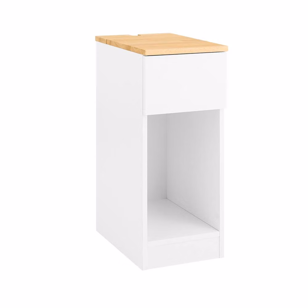 SoBuy Slim Nightstand with Wooden Top and Cable Grommet in White – 2