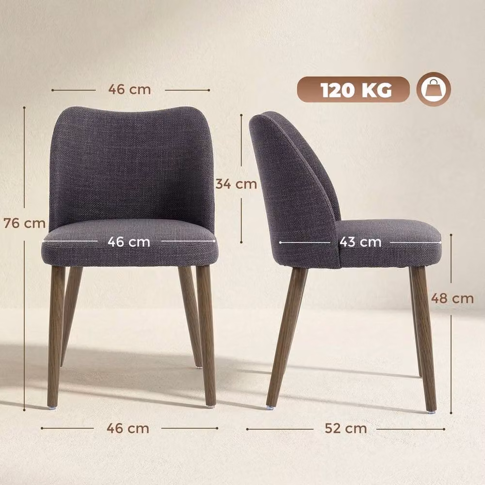 NESTLUNE Set of 2 Modern Upholstered Dining Chairs in Grey – 2