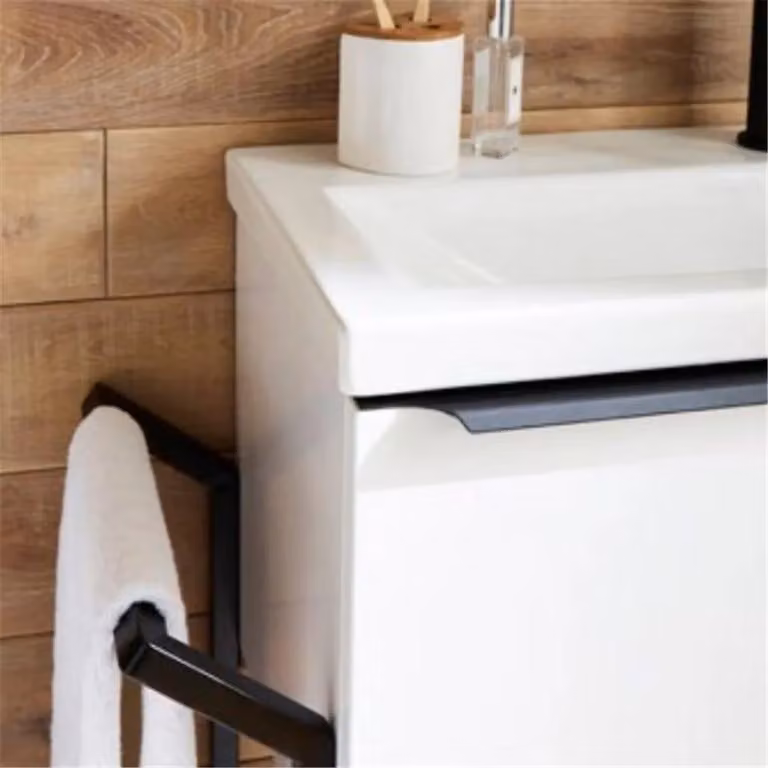 Clifton Sonoma Oak Wall Hung Drawer Unit with Ceramic Basin and Frame, Light Oak, W: 60 cm, D: 35.5 cm, H: 37.5 cm