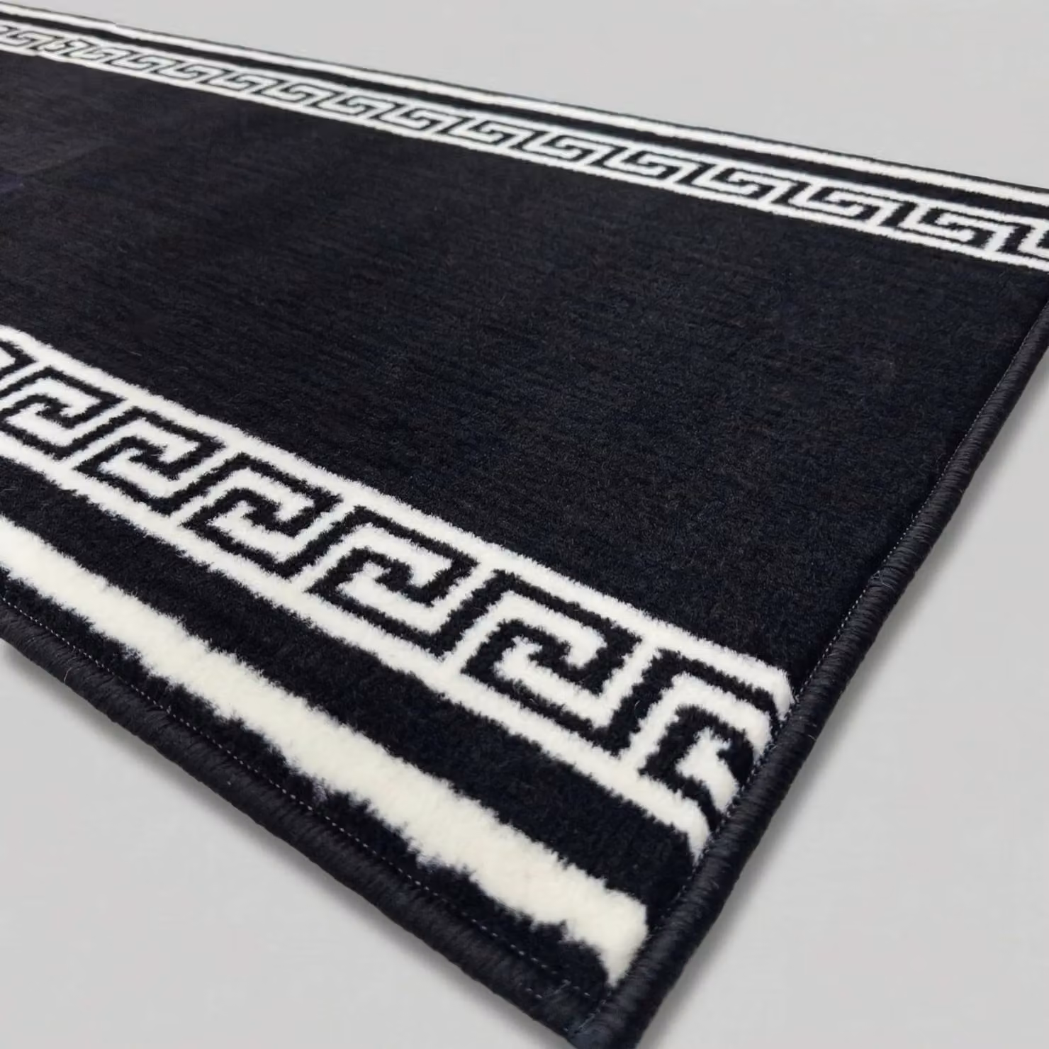 runrug Key Black Hallway Runner Rug, Machine Woven Polypropylene, W: 80 cm, L: 240 cm, Thickness: 9 mm – 6
