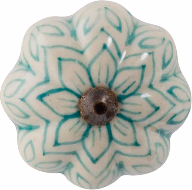 Nicola Spring Floral Ceramic Cabinet Knob in Green – 1