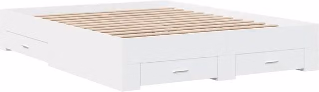Berkfield Home Modern Bed Frame with Drawers, White, W/D/H: 140 x 200 x 143 cm – 1