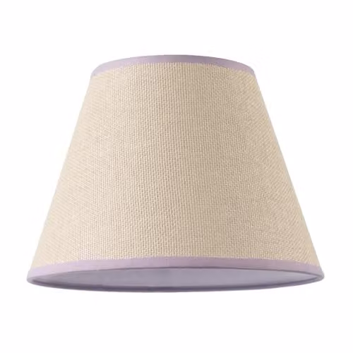 Happy Homewares Traditional Rattan Tweed Lamp Shade with Lilac Cotton Fabric Trims, W: 25 cm, H: 19 cm