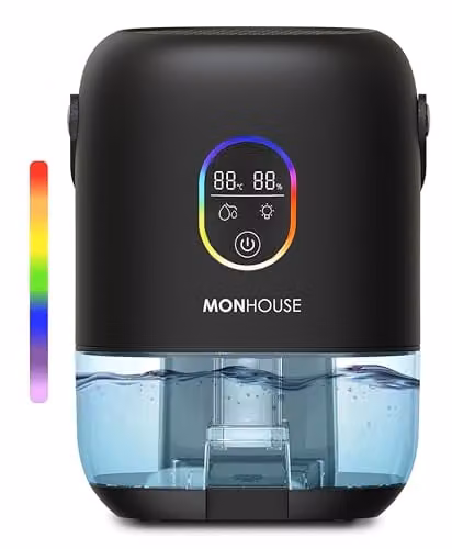 MONHOUSE Premium Electric Dehumidifier with Touch Screen and Nightlight, Black