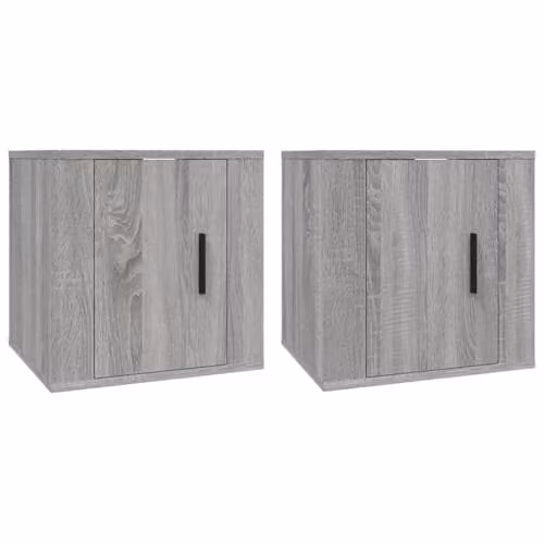 vidaXL Set of 2 Modern Wall Mounted Media Units in Grey Sonoma, W/D/H: 40 x 34.5 x 40 cm