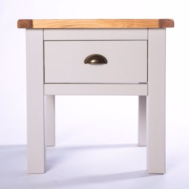 Cabinet Bits Argenta 1 Drawer Lamp Table in Grey and Brass, W/D/H: 53 x 53 x 53 cm