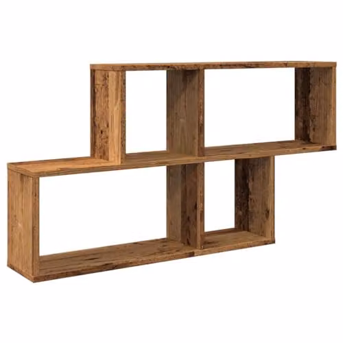 vidaXL Modern Wall Mounted Shelf in Old Wood Brown, W/D/H: 100 x 18 x 53 cm – 1