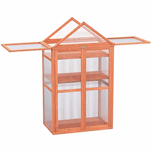 Outsunny Orange Polycarbonate Garden Cold Frame Greenhouse, H 138 x W 80 x D 47 cm – 1