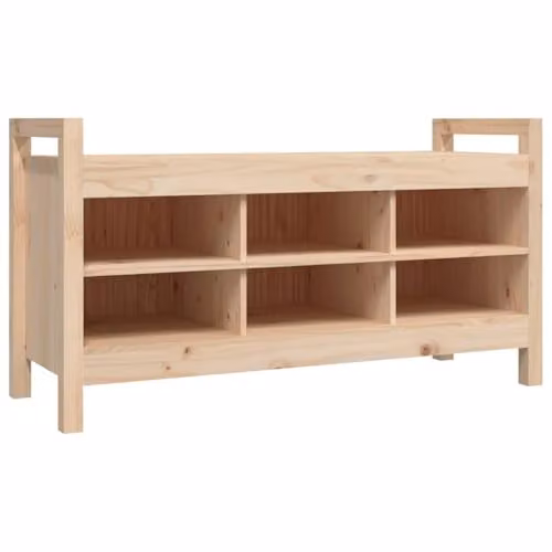 vidaXL Scandinavian Hall Bench and Shoe Rack in Brown Solid Pine, W/D/H: 110 x 40 x 60 cm – 1