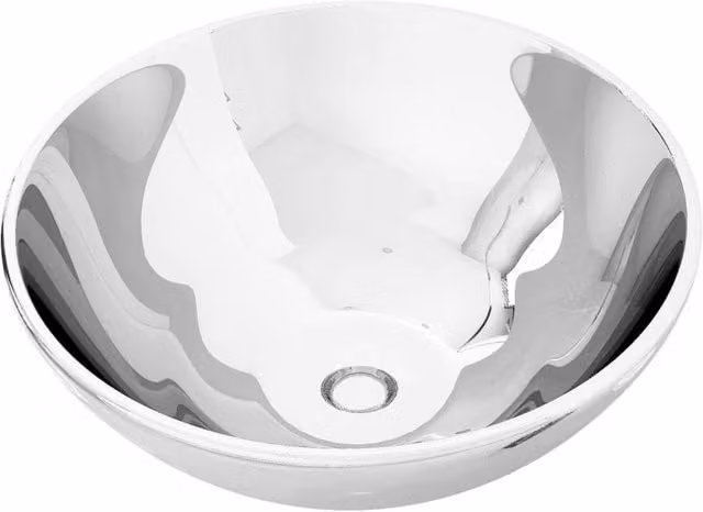 Berkfield Home Silver Ceramic Round Countertop Wash Basin W: 32.5 cm, D: 14 cm, H: 14 cm