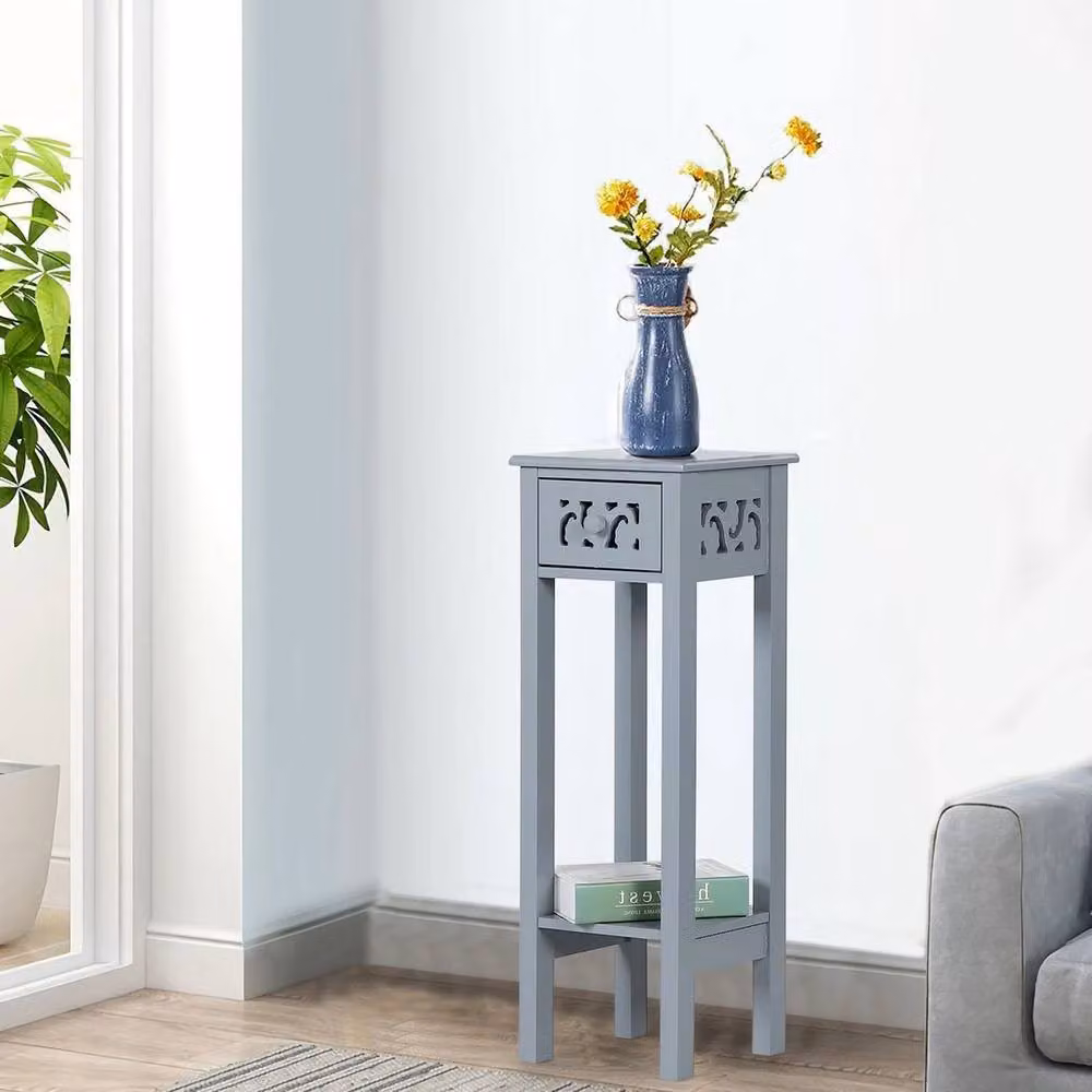 VOGREX Modern Wooden Narrow Side Table in Grey – 4