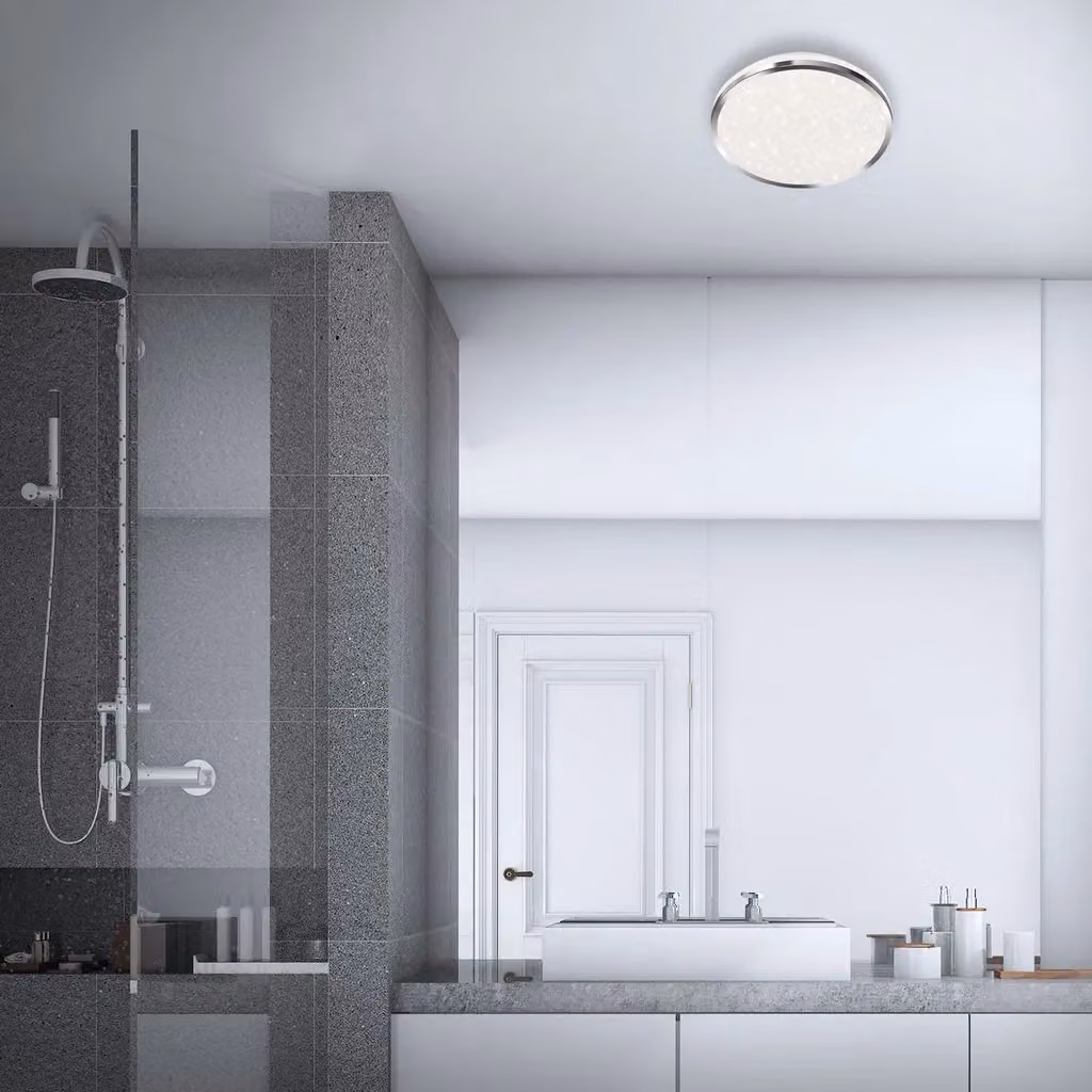 Briloner Chrome IP44 12W LED Ceiling Light with Star Effect for Bathrooms in Silver – 3