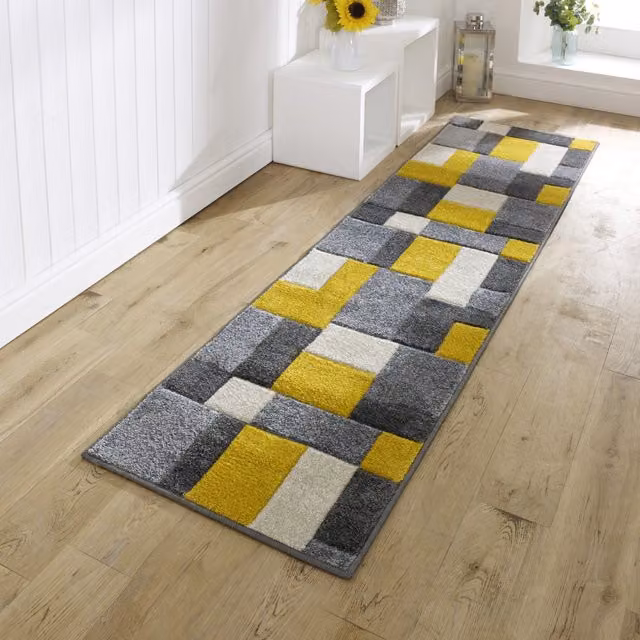Melrose Interiors Modern Geometric Woven Area Rug, Multicolour Orange, W: 60 cm, L: 230 cm