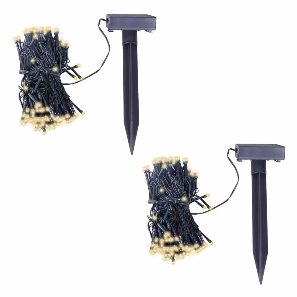 Berkfield Home LED Solar String Lights, 2 Pack, Warm White with Dusk Sensor – 2