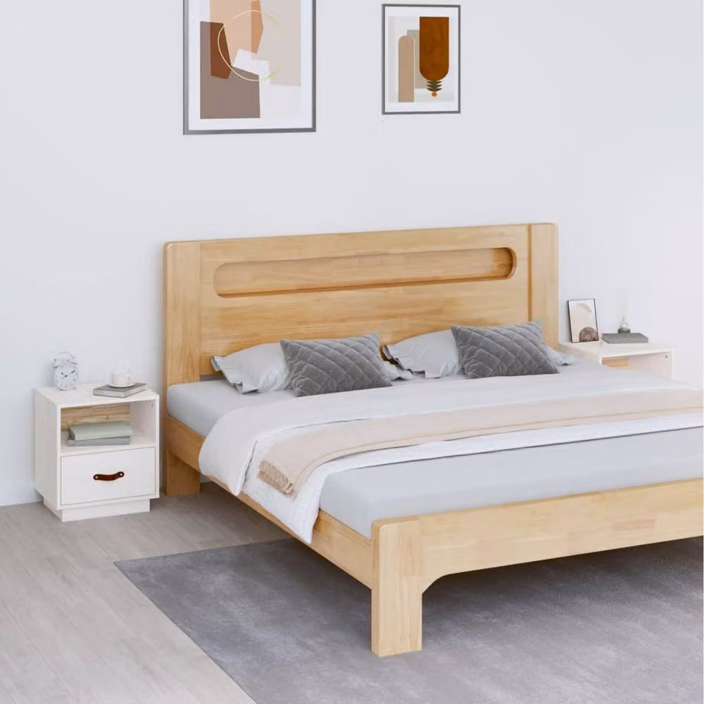 Berkfield Home Set of 2 White Solid Wood Pine Bedside Cabinets W/D/H: 40 x 34 x 45 cm – 2