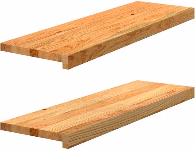 Berkfield Home Solid Oak Wood Window Sills, 2 Pieces, Light Brown, W: 80 cm, D: 25 cm, H: 2 cm