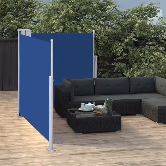Berkfield Home Blue Retractable Roller Side Awning, W/D/H: 600 x 100 x 100 cm