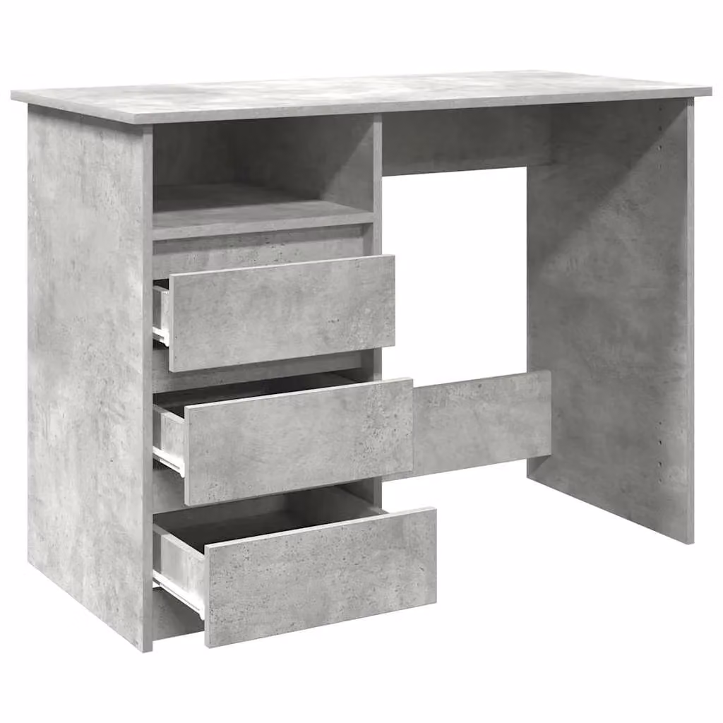 Berkfield Home Writing Desk in Concrete Grey, Engineered Wood, W/D/H: 102 x 50 x 75 cm – 3