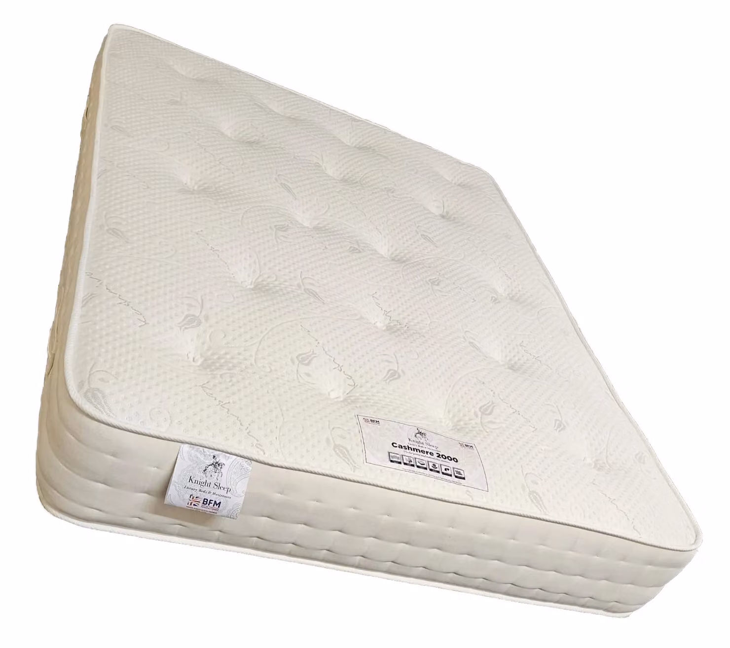 Knight Sleep Cashmere 2000 Silk Pocket Spring Medium Firm Natural Mattress in White, Size: Double (W/D/H: 140 x 200 cm) – 2