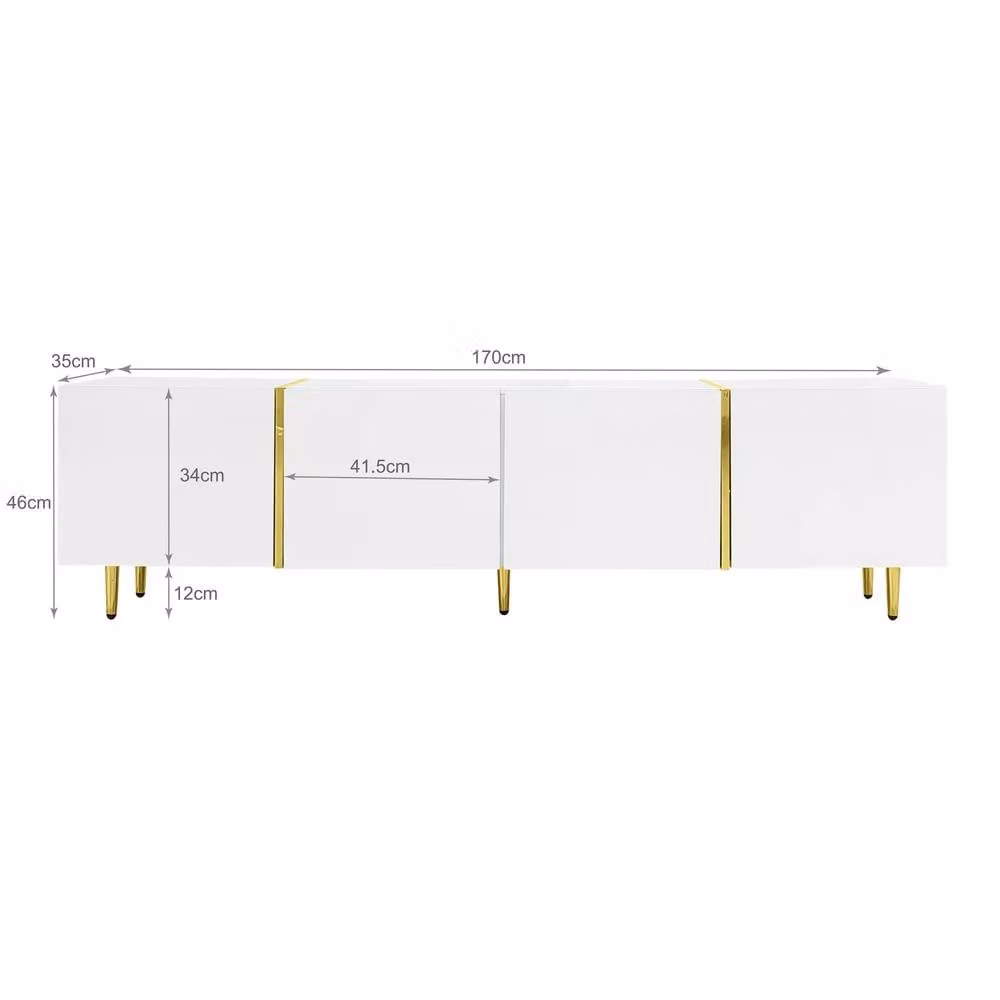 Matteo Modern High-Gloss White and Gold TV Cabinet and Coffee Table Set – 2