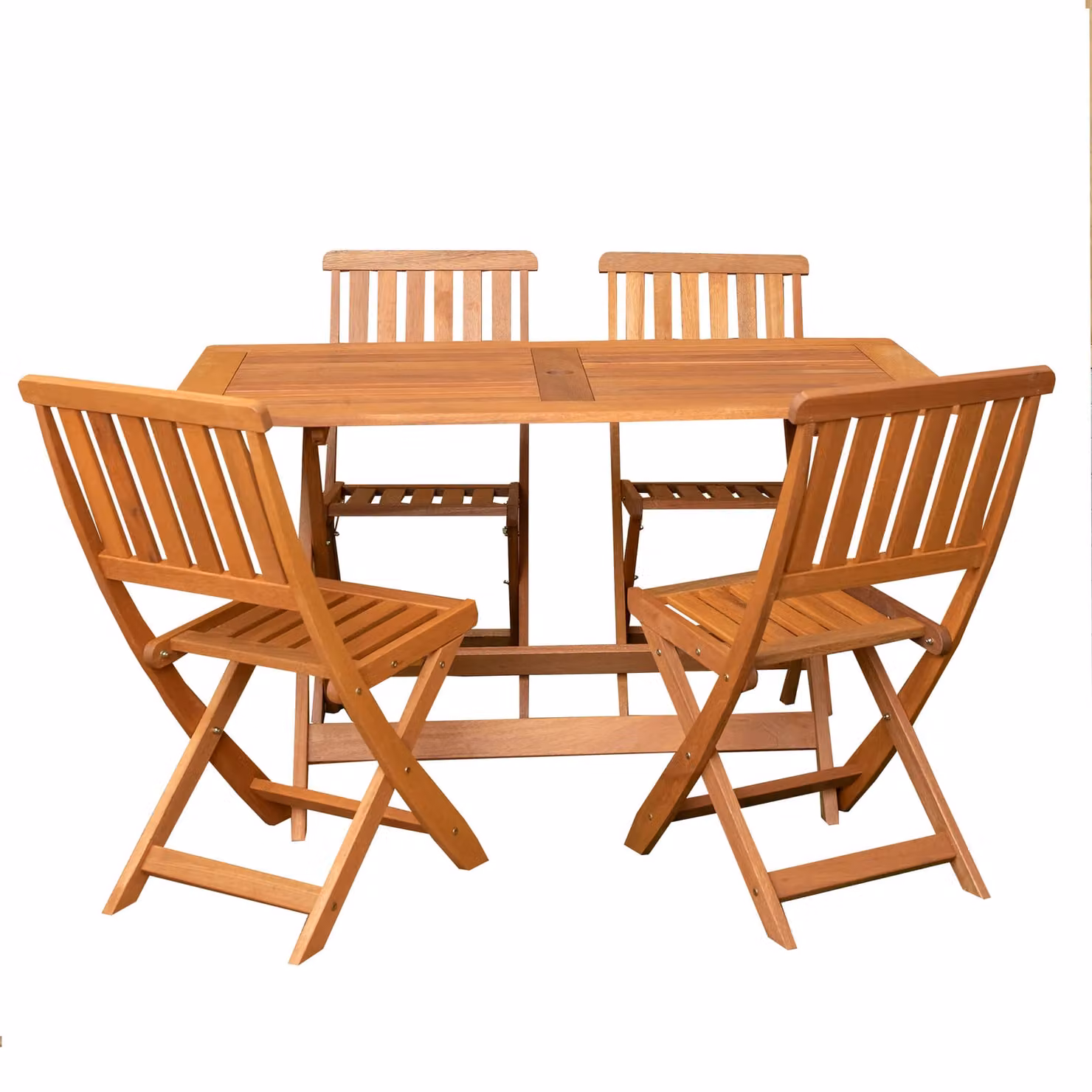 Samuel Alexander 4 Person Folding Rectangular Teak Wood Garden Dining Table and Chairs Set in Brown – 2