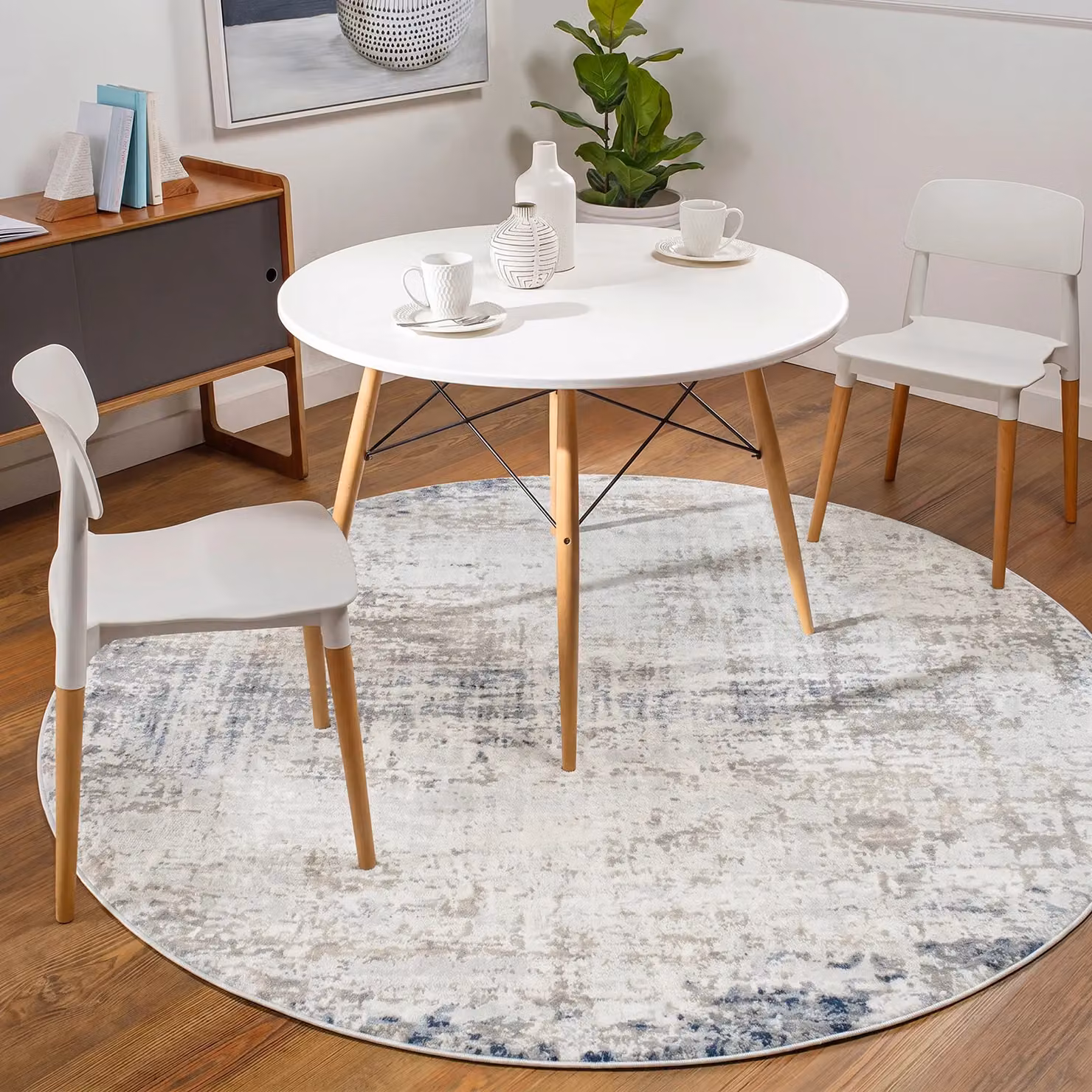 Livabliss Roma Abstract Modern Marble Rug in Grey, Blue and Brown, W: 80 cm, L: 220 cm – 6