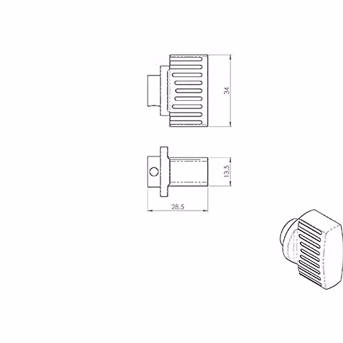 Loops Large Thumbturn with Grip to Suit Cylinder, Silver, W/D/H: 34 x 28.5 x 13.5 mm – 2