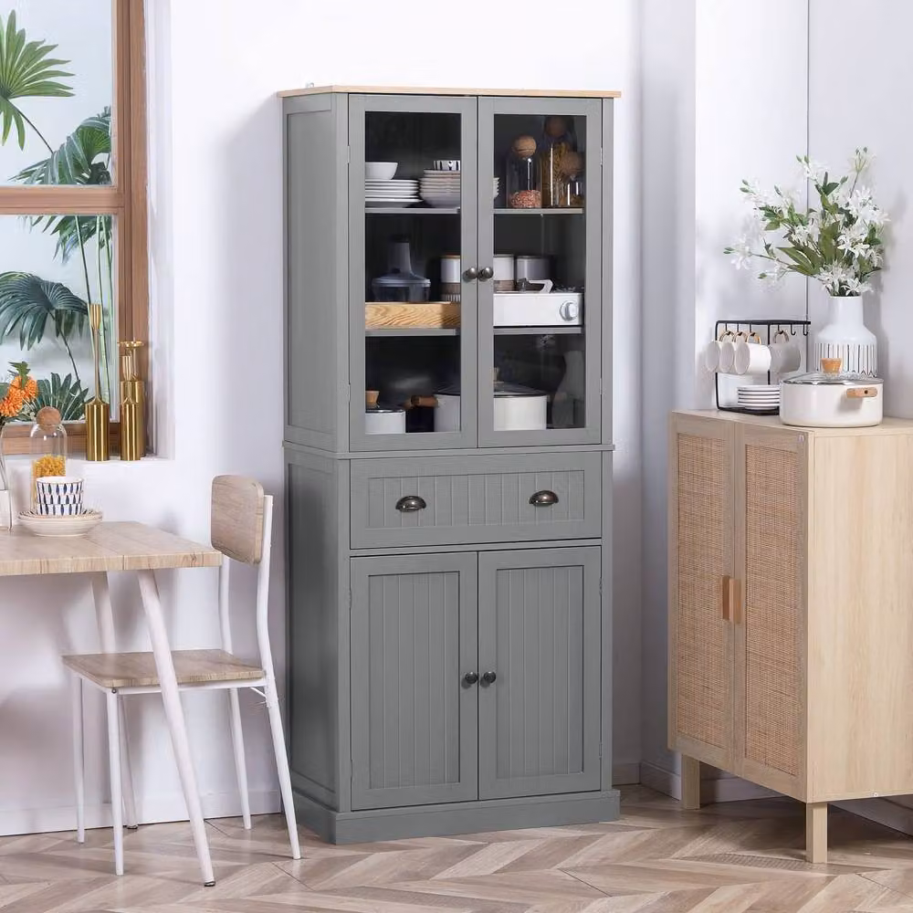 Wyld Haus Todi Hael Tall Kitchen Pantry Cupboard, Grey and Oak, H 182.5 x W 76.0 x D 40.0 cm – 3