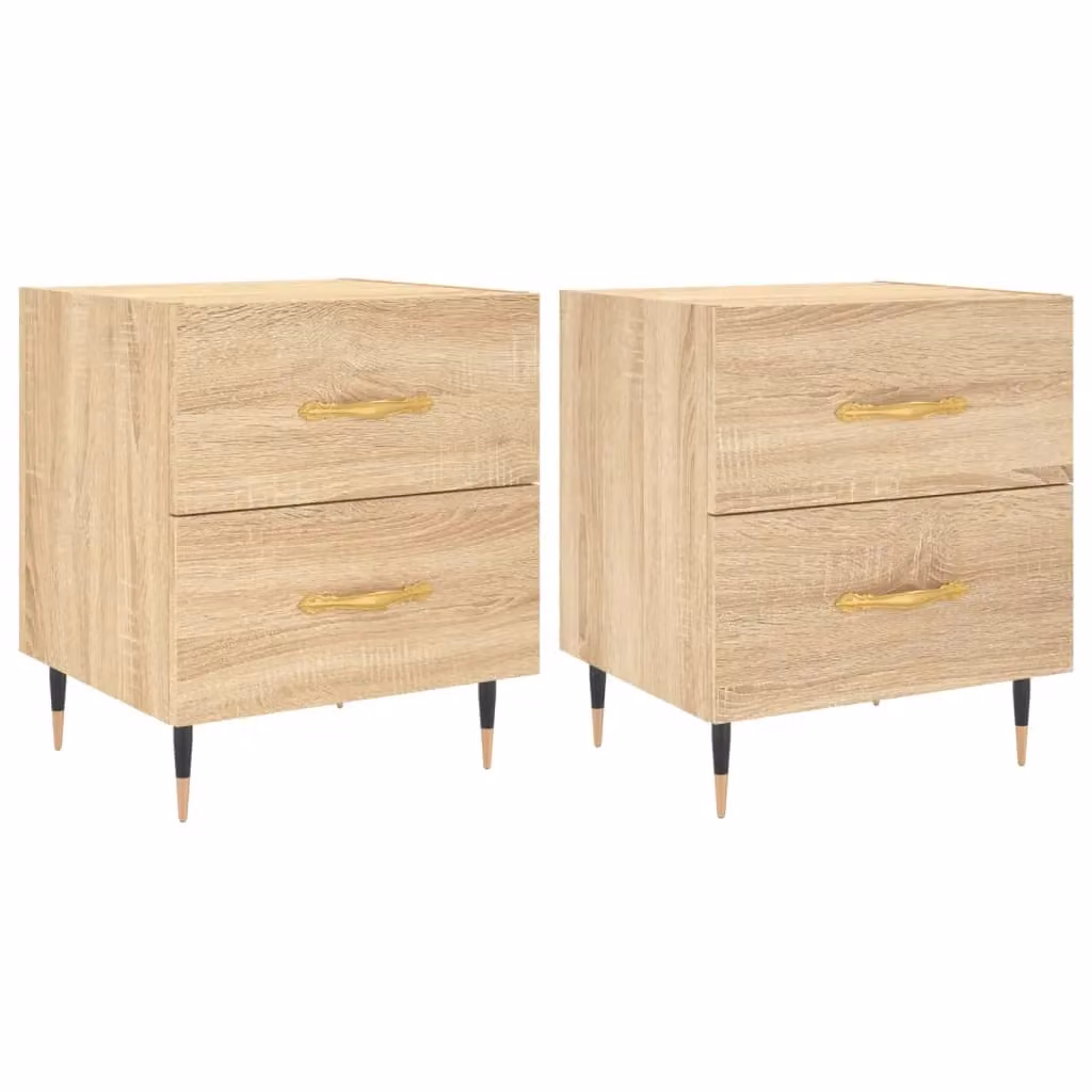 Berkfield Home Set of 2 Bedside Cabinets in Sonoma Oak, Brown, W/D/H: 40 x 35 x 47.5 cm