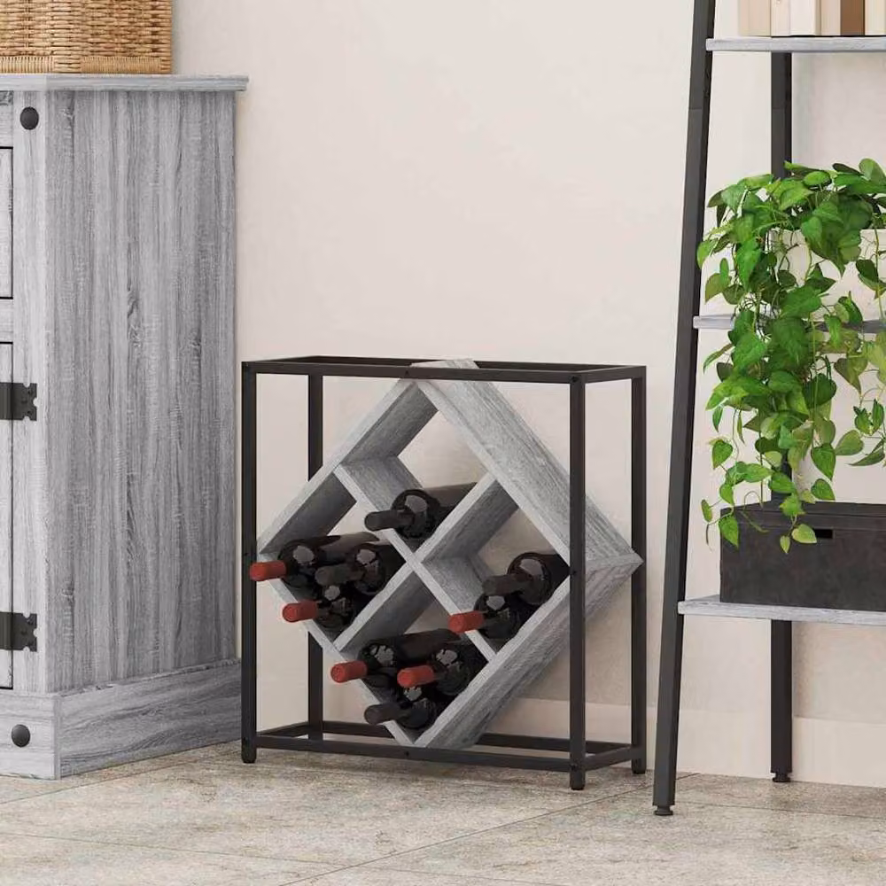 Berkfield Home Sonoma Modern Wine Rack, Grey, W: 51 cm, D: 18 cm, H: 52.5 cm – 2