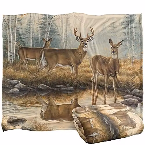 Wild Wings Autumn Reflections 2 Silky Touch Super Soft Fleece Throw Blanket in White, W/D/H: 152 x 127 cm
