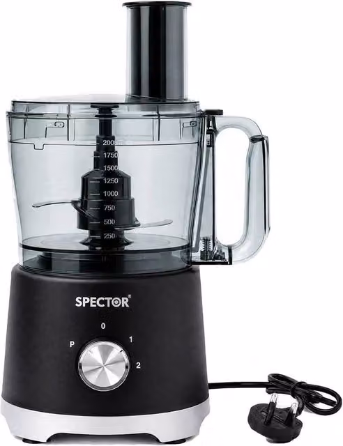 Spector Food Processor 1500W with 2.5L Bowl and 1.5L Glass Jug, Black – 1