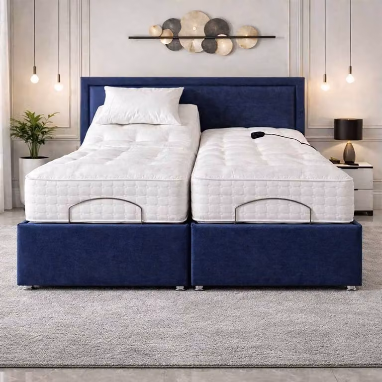Paradise Beds Ltd Electric Adjustable Upholstered Bed Set with Massage Function in Grey, W/D/H: 140 x 200 cm