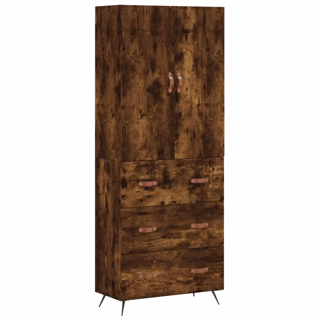 Berkfield Home Smoked Oak Highboard in Brown, W/D/H: 69.5 x 34 x 180 cm – 2