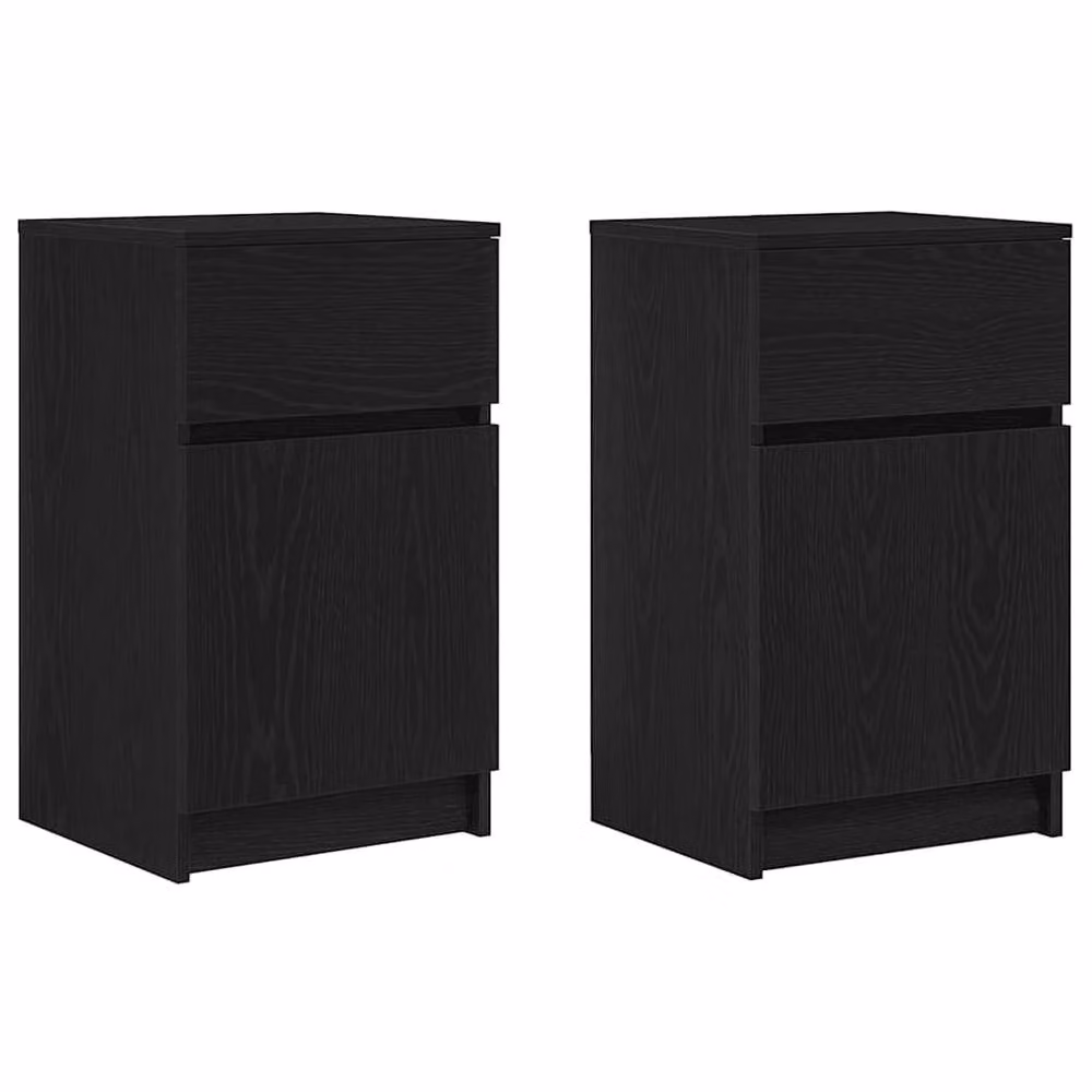 Berkfield Home Set of 2 Durable Black Bedside Cabinets, W/D/H: 39 x 35 x 65 cm – 3